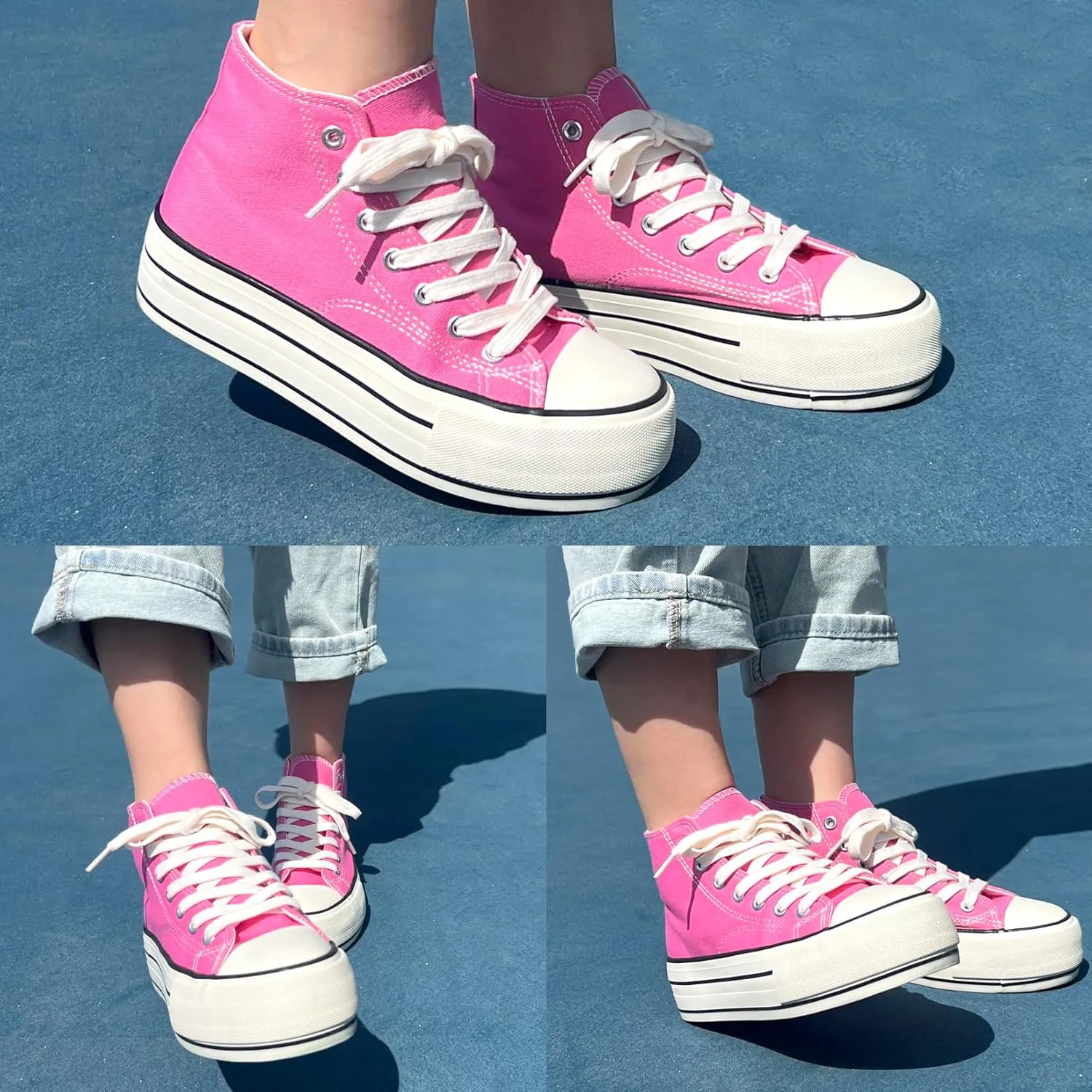 Women's Platform Sneakers 4cm Height Increase, Classic Canvas Platform Low Top Sneakers for Women and Teen Girls, Multiple Colors Fashion Trendy Cute Shoes