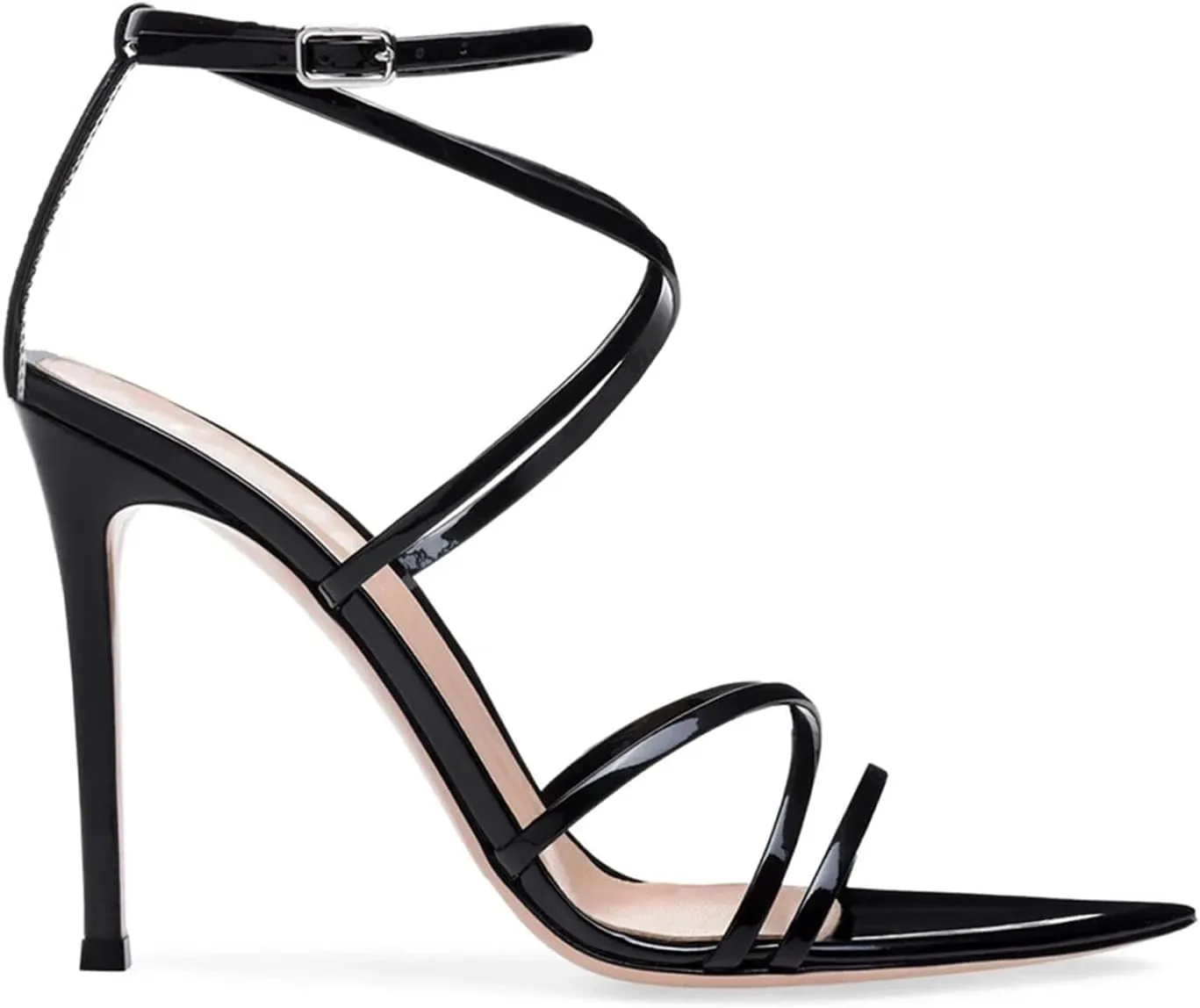 Women's Pointed Sole Stiletto Sandals, Ankle Strap Wedding Party Heels