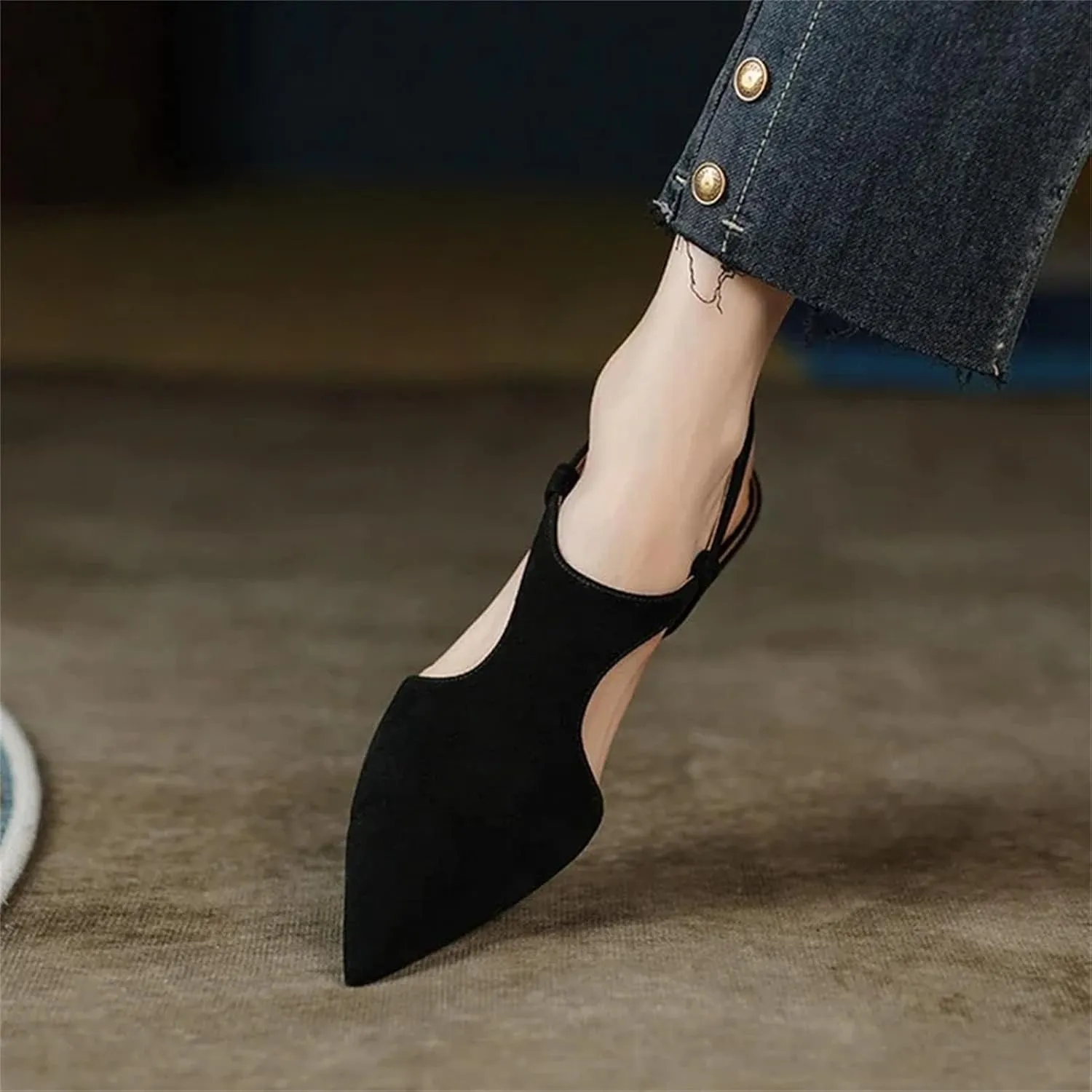 Women's Pointed Toe Stiletto Sandals, Sheep Suede Leather Summer Party Heels