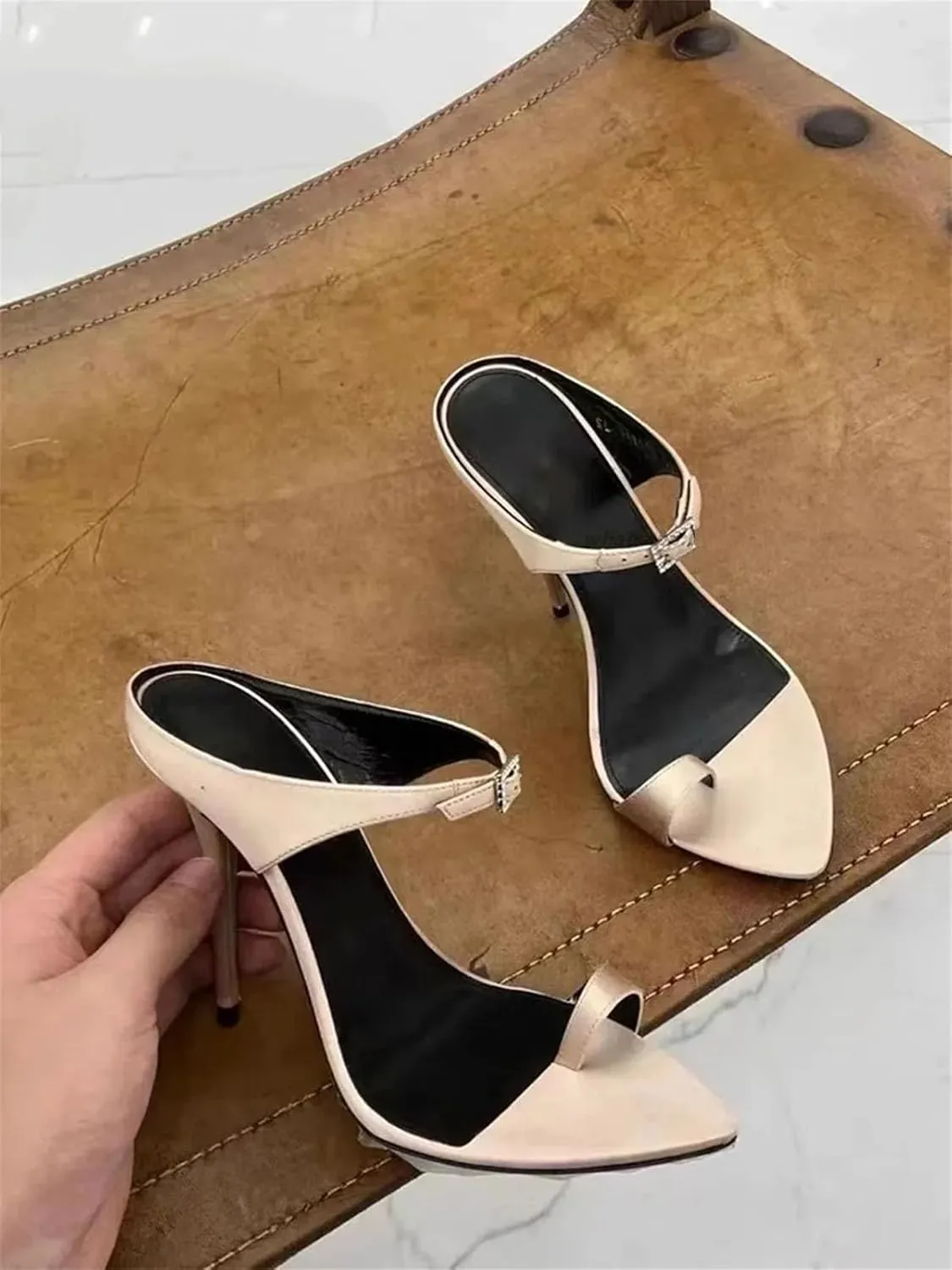 Women's Rhinestone Slide Sandals, Air Slingback Strappy Elegant Heels