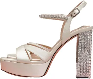Women's Satin Wedding Heels, Peep Toe Banquet Pumps