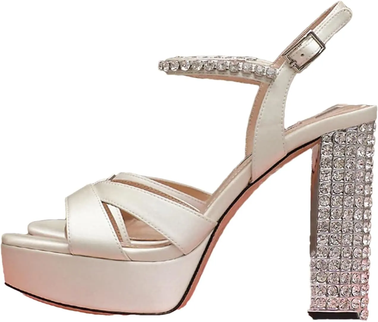 Women's Satin Wedding Heels, Peep Toe Banquet Pumps