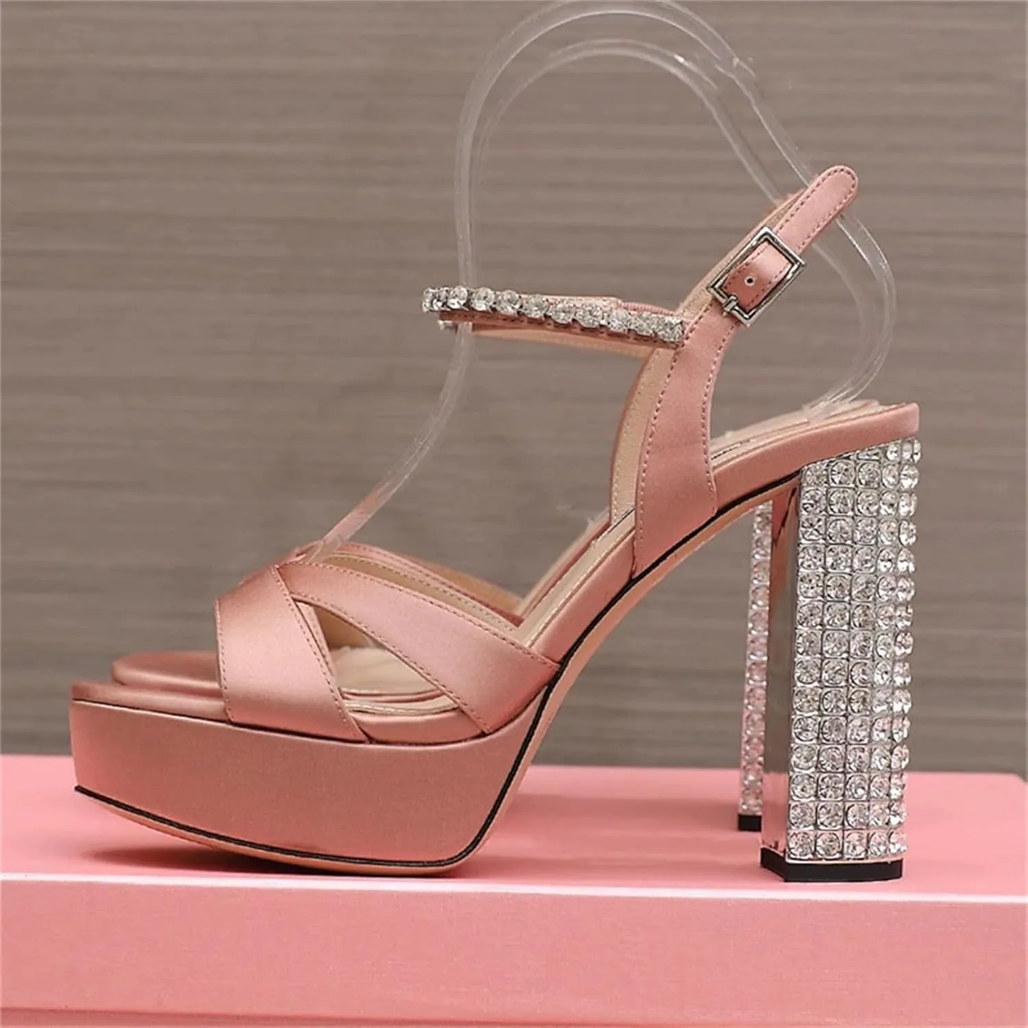 Women's Satin Wedding Heels, Peep Toe Banquet Pumps