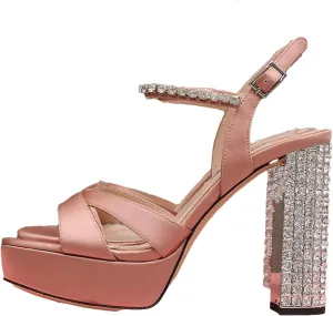 Women's Satin Wedding Heels, Peep Toe Banquet Pumps