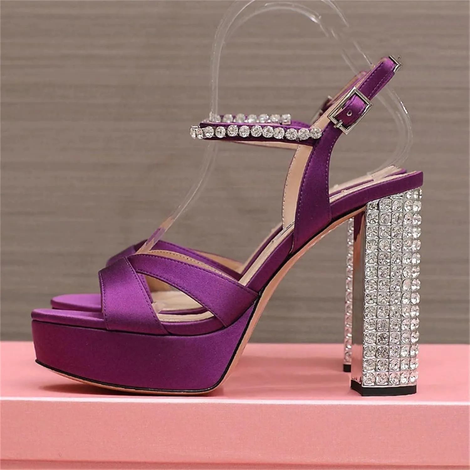 Women's Satin Wedding Heels, Peep Toe Banquet Pumps