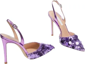 Women's Single Strap Sandals, Sequined Pointed Toe Thin Heel Luxury