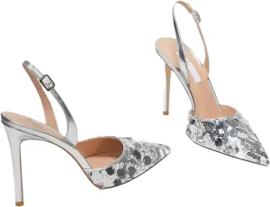 Women's Single Strap Sandals, Sequined Pointed Toe Thin Heel Luxury