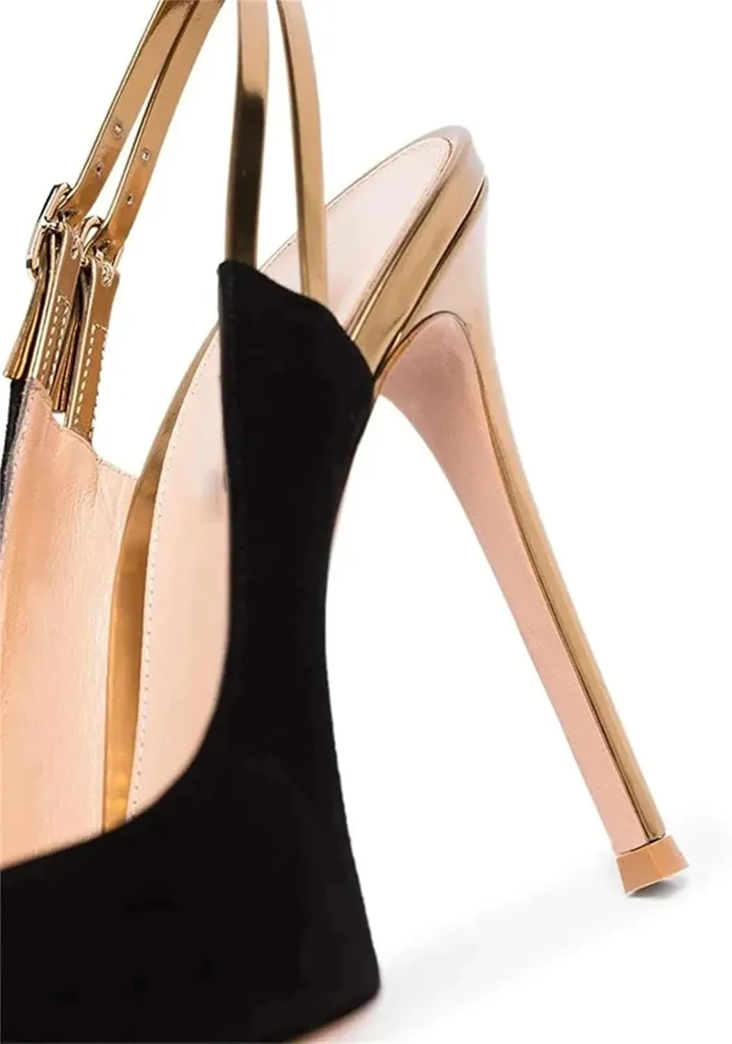Women's Slingback Buckle Strap Sandals, Black Stiletto Office Career Heels