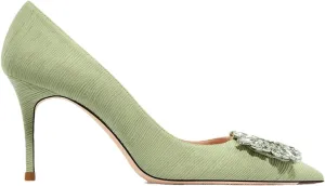 Women's Star Rhinestone Pumps, Leather Buckle Stiletto
