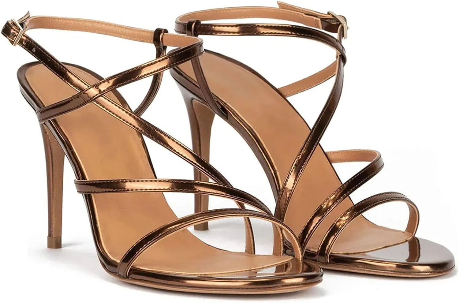 Women's Strappy Peep Toe Sandals, Spring-Summer Wedding Stilettos