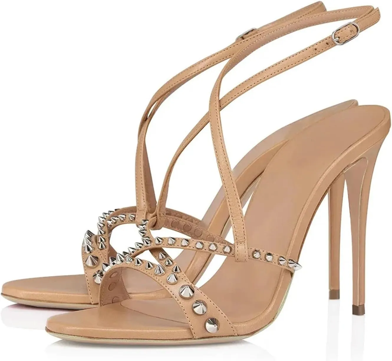Women's Studded Strap Stilettos, Ceremony Wedding Party High Heels