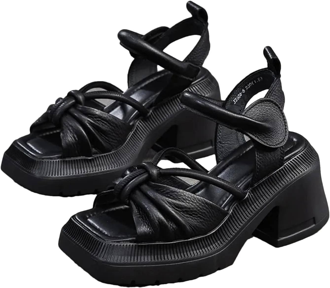 Women's Thick Sole Sandals, Mixed Color Leather Summer Comfort