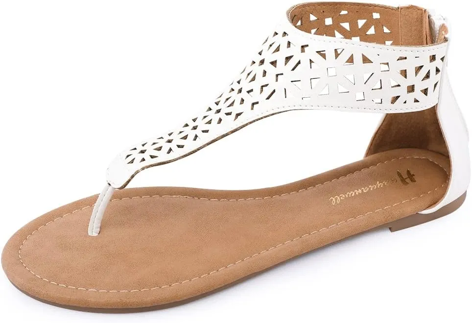Women's Thong Flat Sandals T-Strap Sandals Ankle Strap Strappy Sandals Summers Sandals