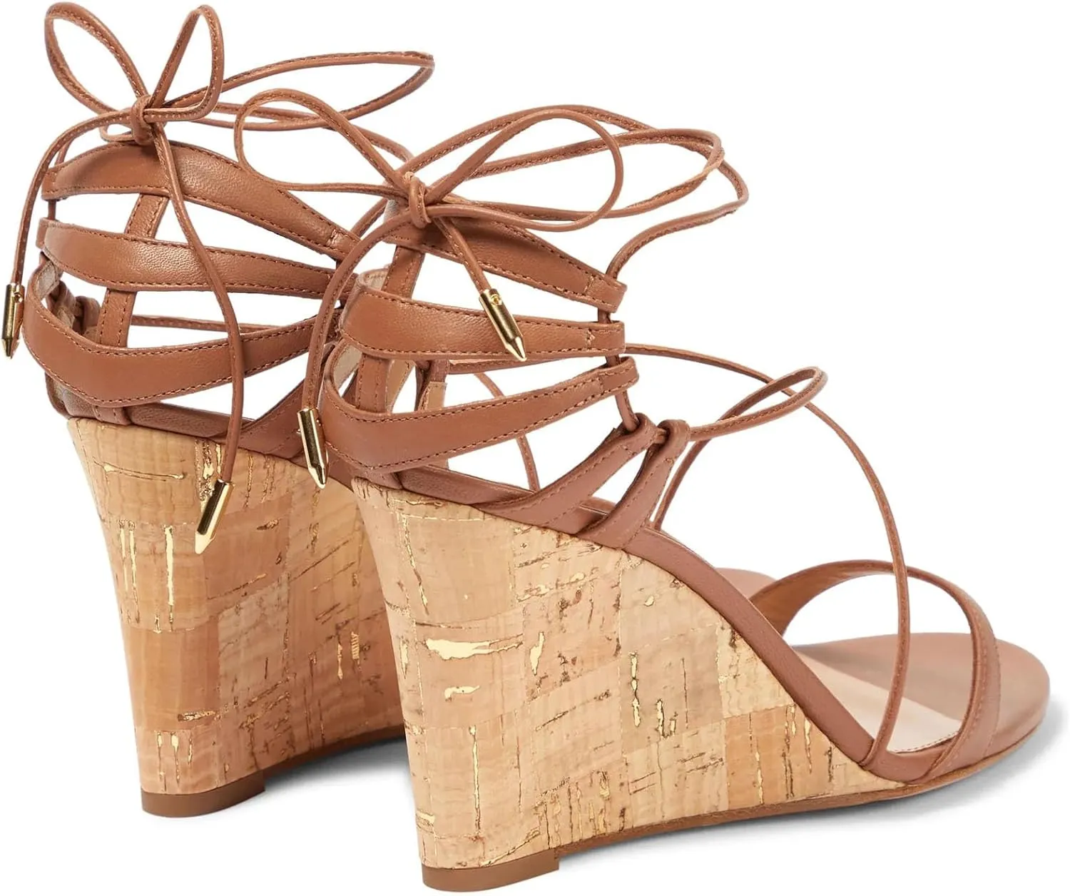 Women's Wedge Peep Toe Sandals, Strappy Lace-Up Summer Casual