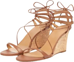 Women's Wedge Peep Toe Sandals, Strappy Lace-Up Summer Casual