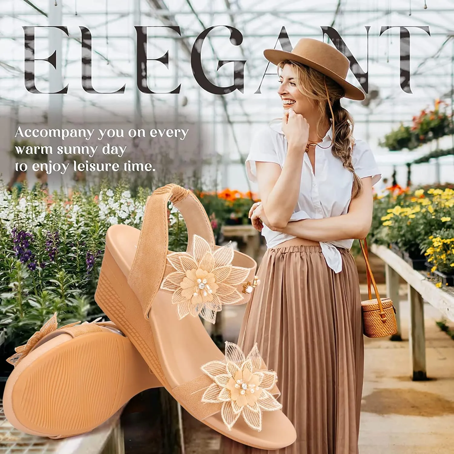 Womens Wedge Sandals Elastic Ankle Straps Open Toe Elegant Thick Soles Comfortable Dream Pairs