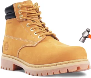 Work Boots for Men, 7 inch Soft/Steel Toe Boots, Safety Industrial Construction Work Shoes, Waterproof, Non-Slip, Puncture-Proof, Static Control, Breathable, Quick Dry