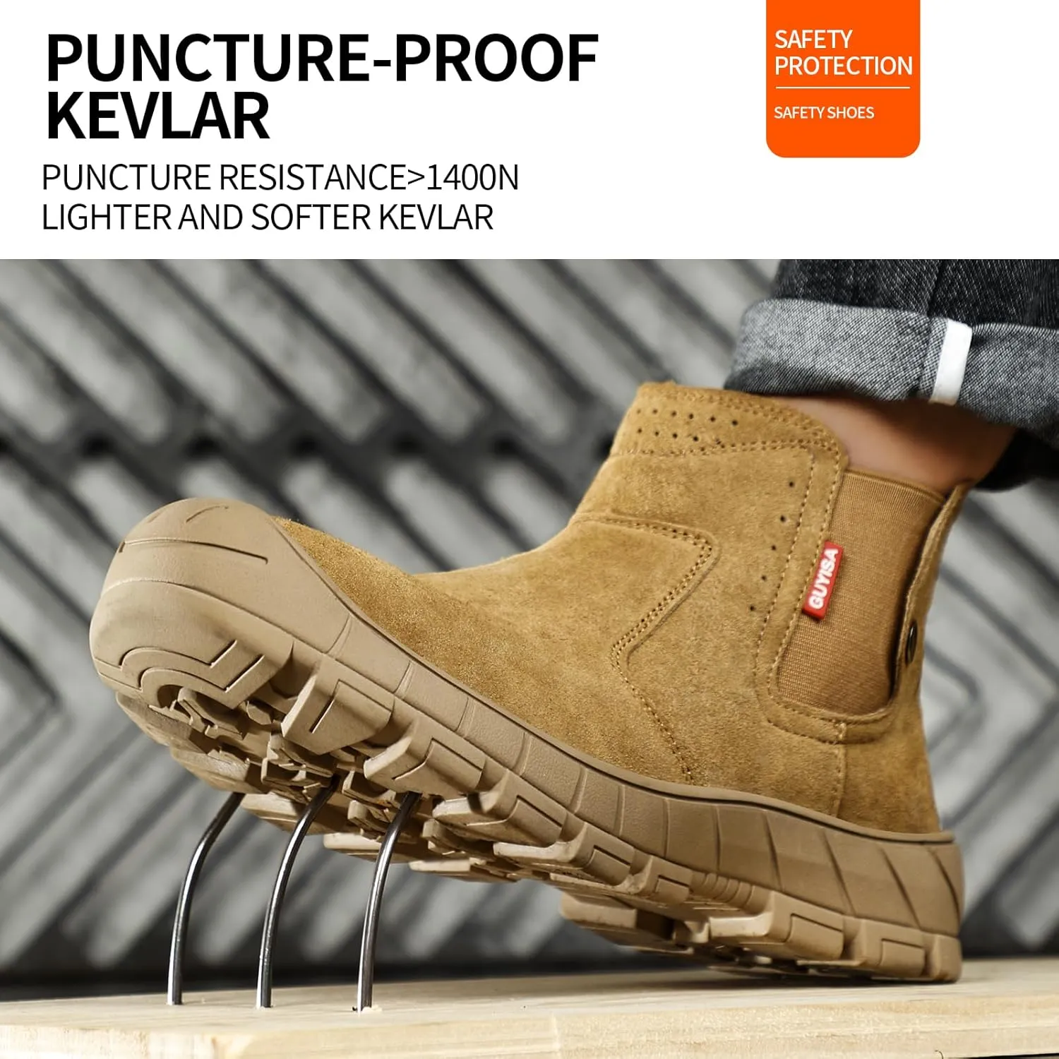 Work Boots for Men Slip On Welding Boots for Men Indestructible Steel Toe Boots Men's Steel Toe Shoes Fireproof Safety Toe Shoes Construction Boots for Welder Men's Work Shoes.
