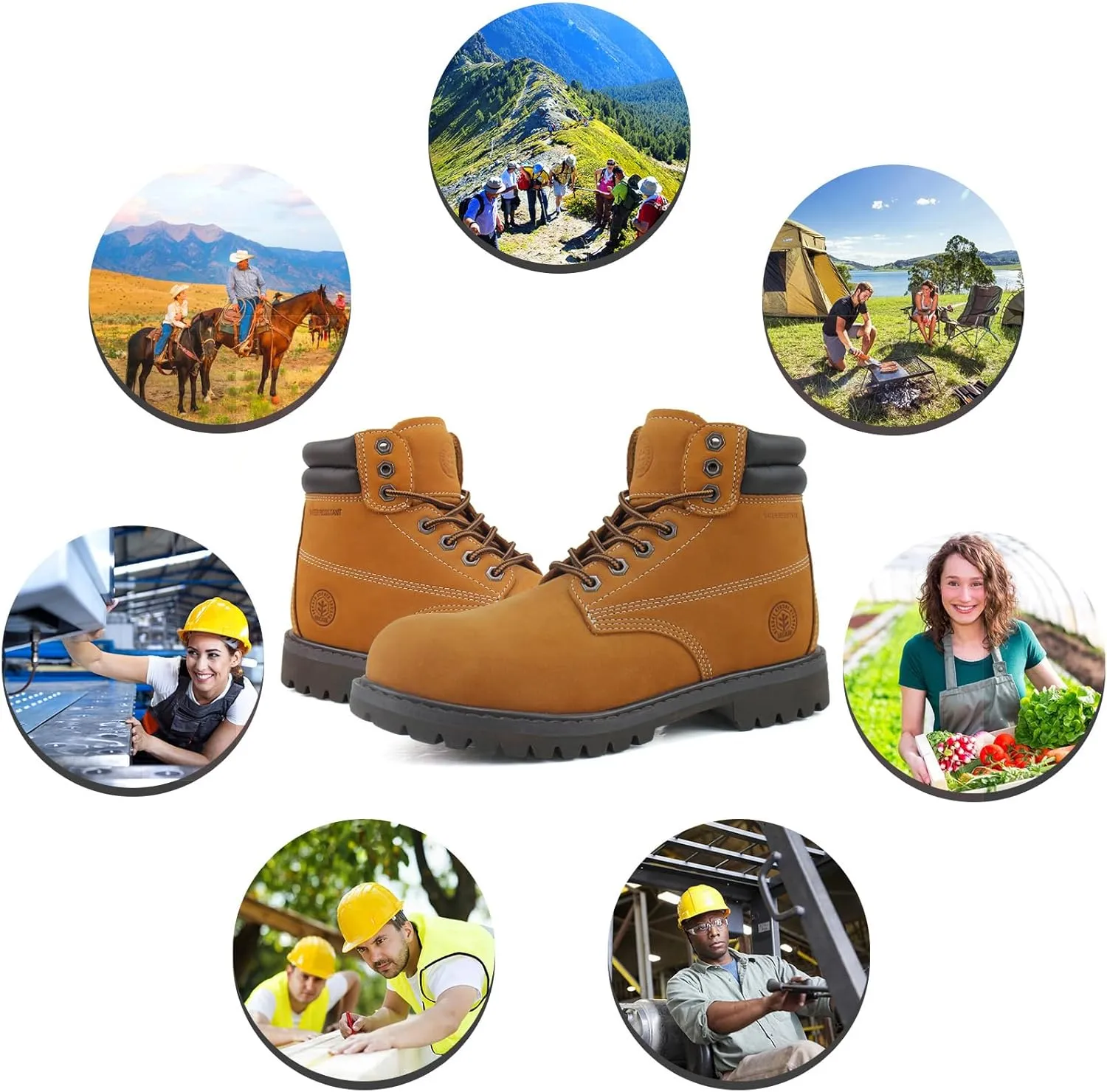 Work Boots For Men Steel/Soft Toe Non Slip Rubber Sole Resistant Utility Oil Mens Industrial Construction Boots
