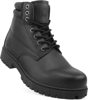 Work Boots For Men Steel/Soft Toe Non Slip Rubber Sole Resistant Utility Oil Mens Industrial Construction Boots