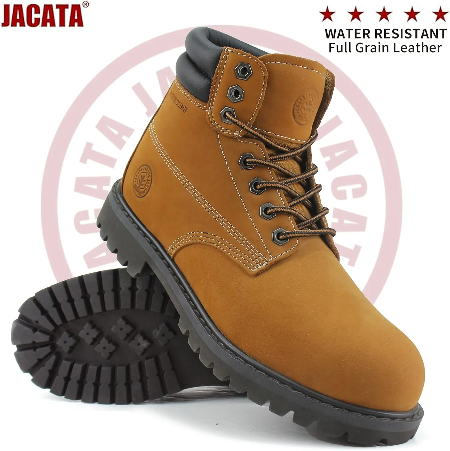 Work Boots For Men Steel/Soft Toe Non Slip Rubber Sole Resistant Utility Oil Mens Industrial Construction Boots