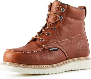 Work Boots for men Waterproof Comfortable 6" Full Grain Tumbled Leather Goodyear Welt Slip and Oil-Resistant STEEL/SOFT Toe Construction Boots G6192D_G6158ST_G6282D_G6258ST