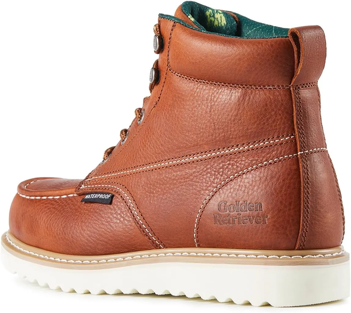 Work Boots for men Waterproof Comfortable 6" Full Grain Tumbled Leather Goodyear Welt Slip and Oil-Resistant STEEL/SOFT Toe Construction Boots G6192D_G6158ST_G6282D_G6258ST