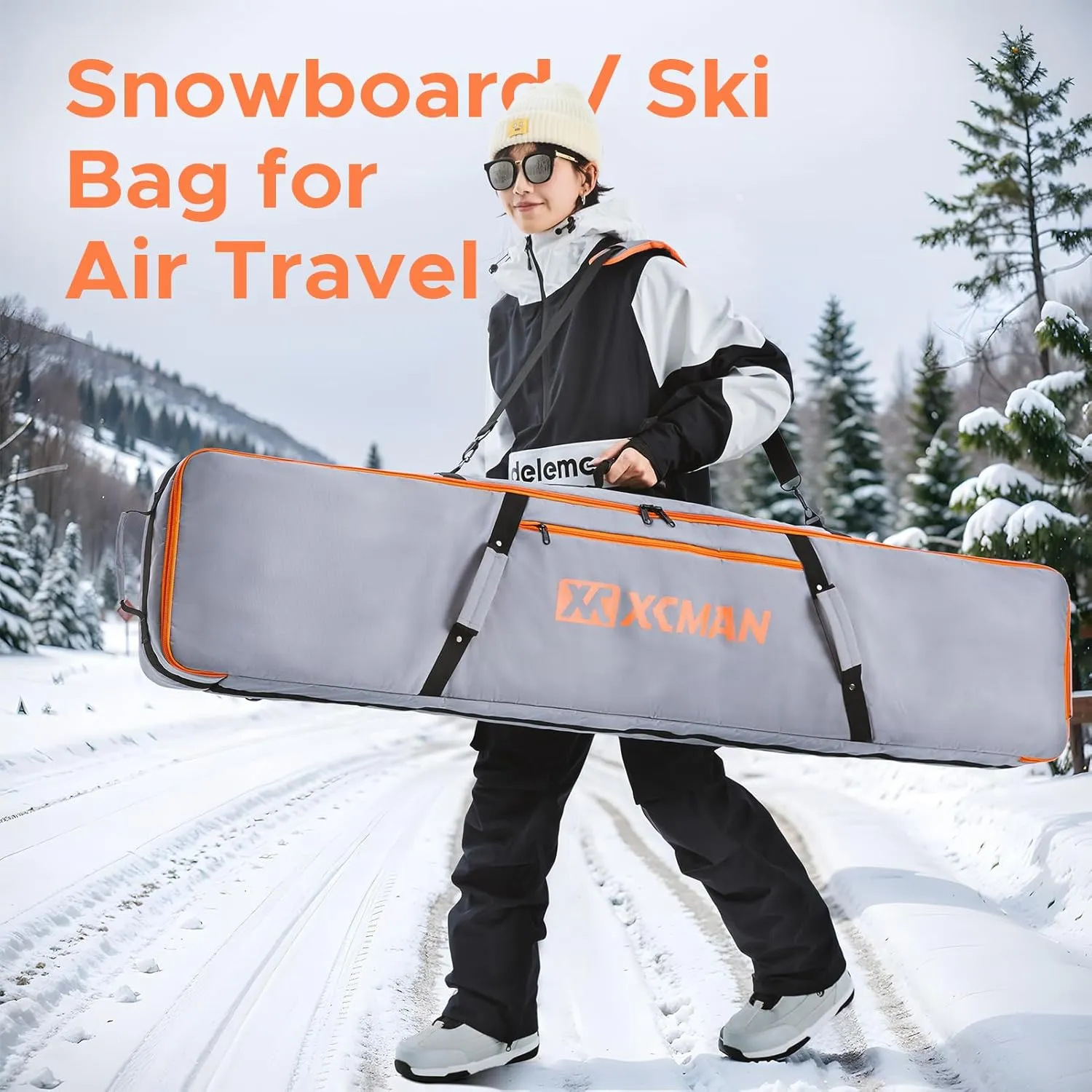XCMAN Snowboard Bag For Air Travel - Fully Padded Ski Bag Waterproof Snowboarding Bag for Travel Snowboard Boots