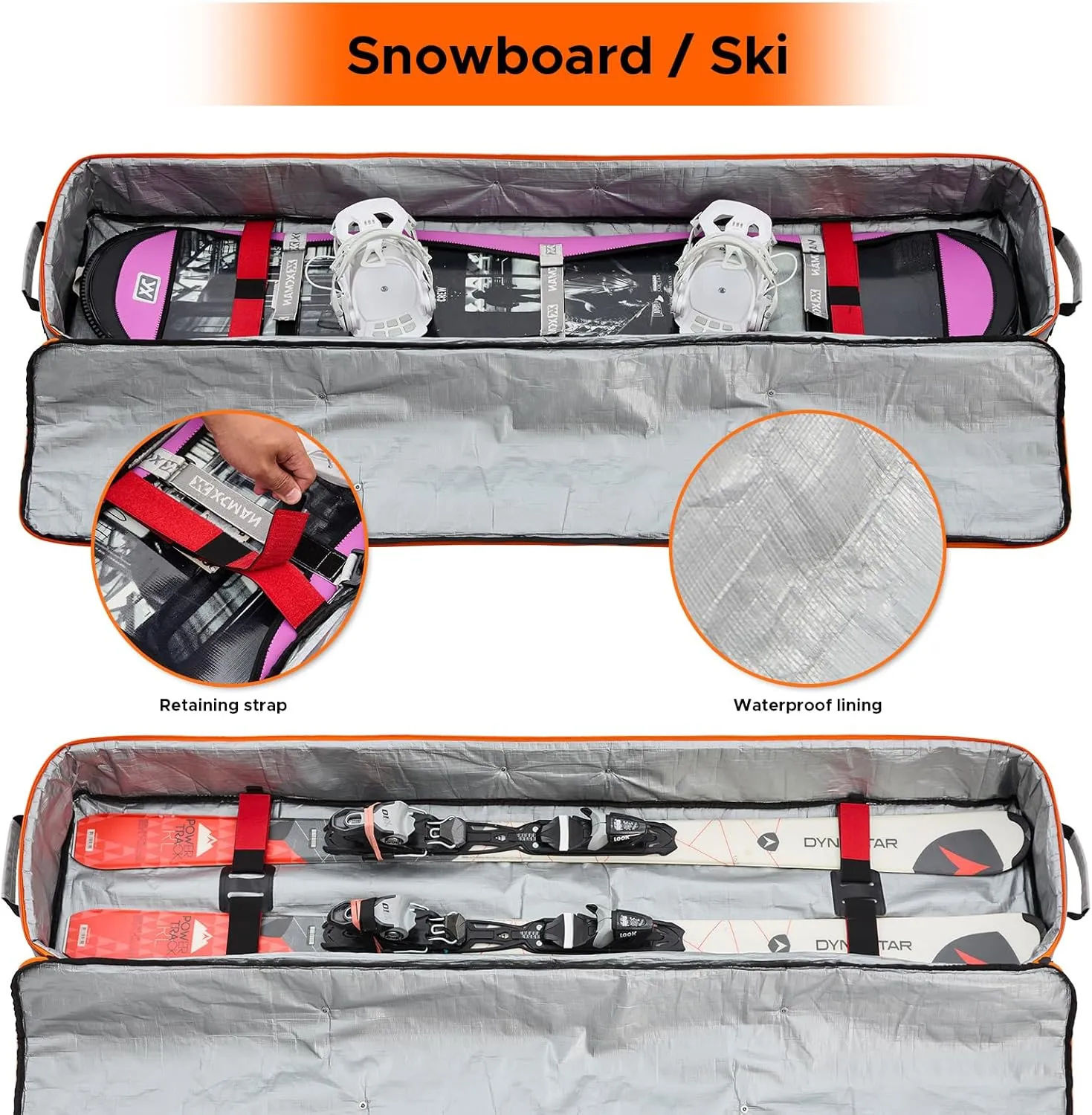 XCMAN Snowboard Bag For Air Travel - Fully Padded Ski Bag Waterproof Snowboarding Bag for Travel Snowboard Boots