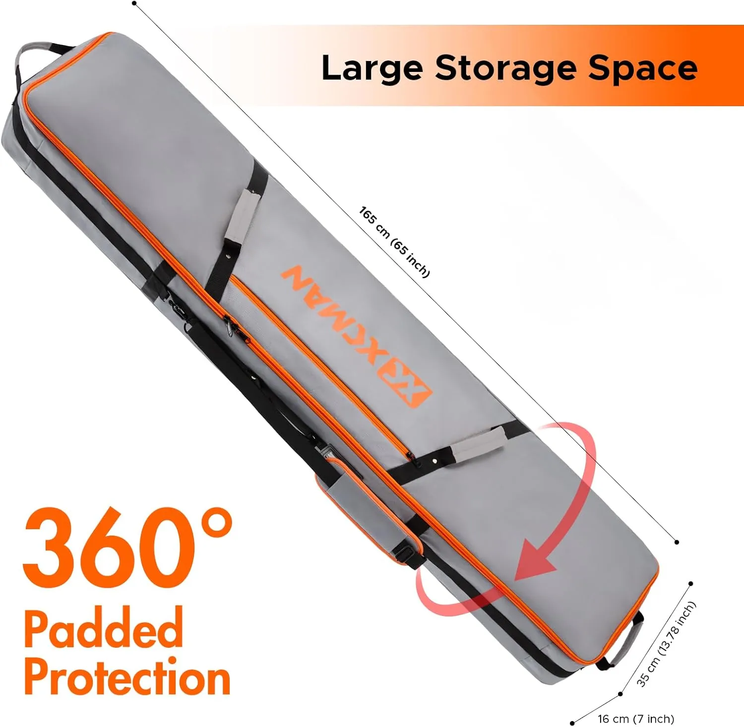 XCMAN Snowboard Bag For Air Travel - Fully Padded Ski Bag Waterproof Snowboarding Bag for Travel Snowboard Boots