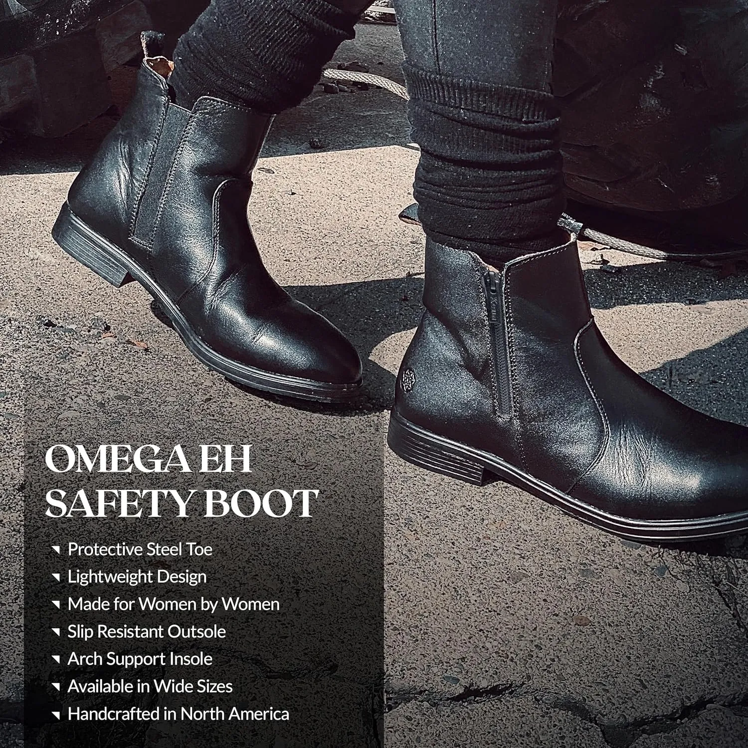 XENA Omega Women’s Safety Steel Toe Work Boots, Stylish Leather, Lightweight, Breathable, Comfortable, Slip Resistant, Side Zipper, ASTM F2413-18 Certified, OSHA Compliant, EH Rated