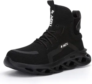 XUNRUO Work Safety Boots for Men and Women Steel Toe Lightweight Breathable Pull on Construction Boots