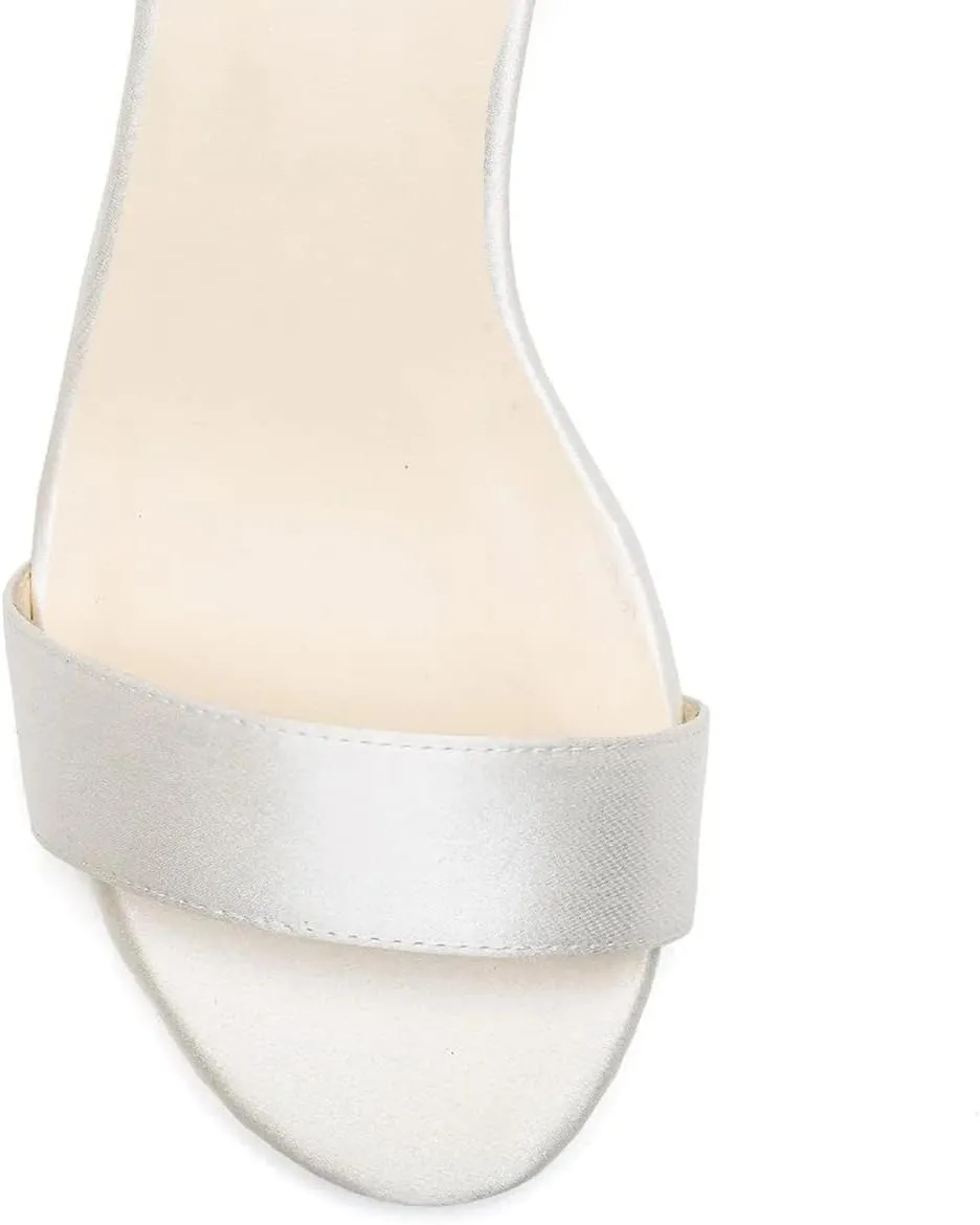 XYD Women Girls Open Toe Strappy Low Block Heel Sandal Pumps Ribbon Ankle Strap Lace Wedding Dress Evening Shoes