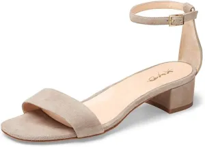 XYD Women Open Toe Low Heel Chunky Block Sandals Buckled Ankle Strap Pumps Shoes for Wedding Dress Evening
