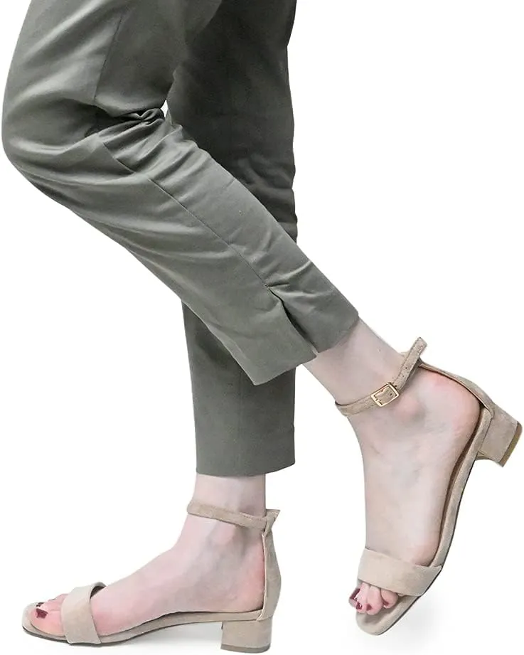 XYD Women Open Toe Low Heel Chunky Block Sandals Buckled Ankle Strap Pumps Shoes for Wedding Dress Evening
