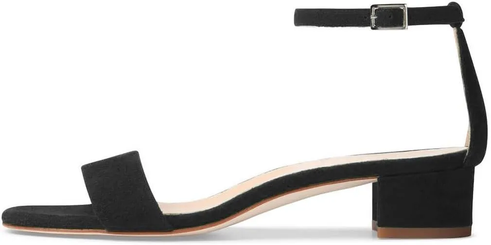 XYD Women Open Toe Low Heel Chunky Block Sandals Buckled Ankle Strap Pumps Shoes for Wedding Dress Evening