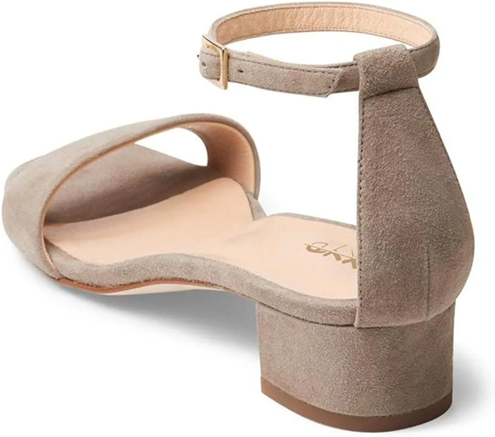 XYD Women Open Toe Low Heel Chunky Block Sandals Buckled Ankle Strap Pumps Shoes for Wedding Dress Evening