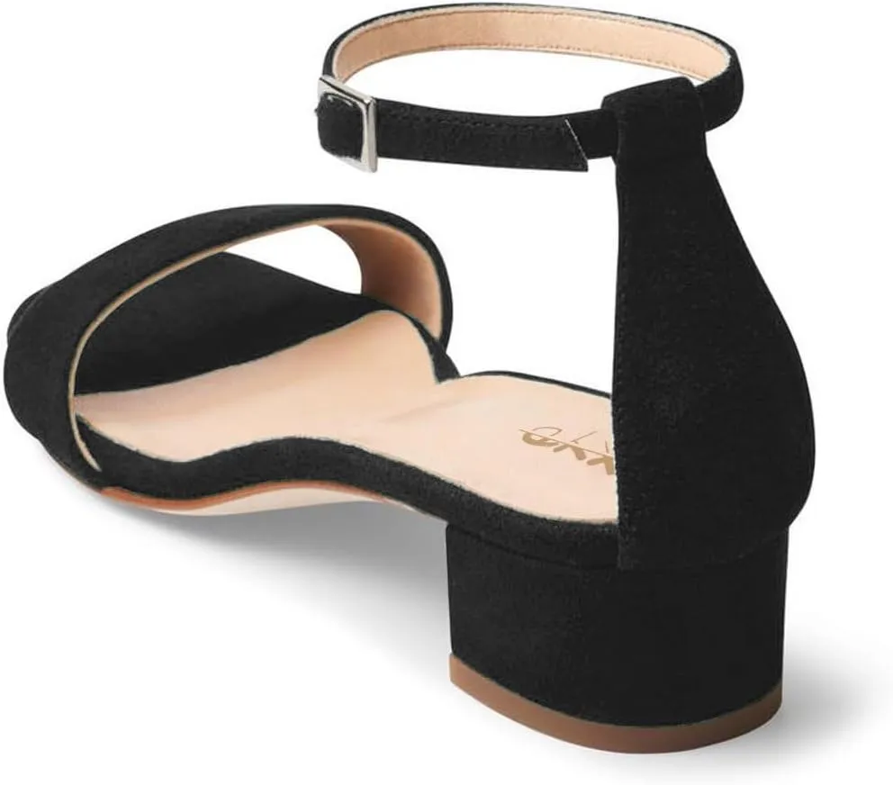 XYD Women Open Toe Low Heel Chunky Block Sandals Buckled Ankle Strap Pumps Shoes for Wedding Dress Evening