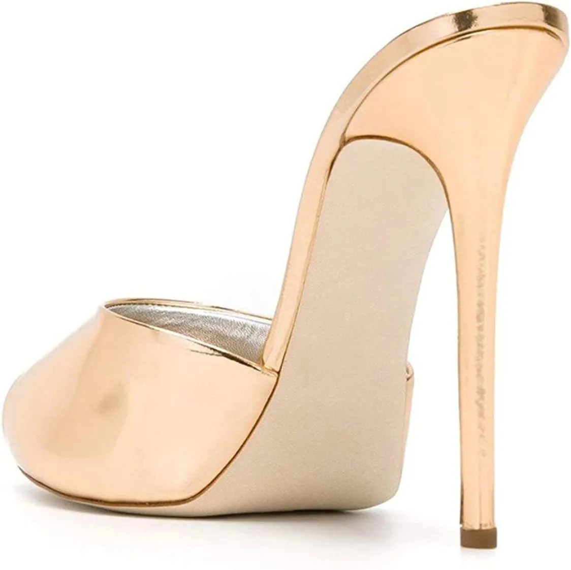 XYD Women Platform Slippers Slip On Stilettos Slides Sexy High Heel Mules Open Almond Toe Fashion Sandals Shoes