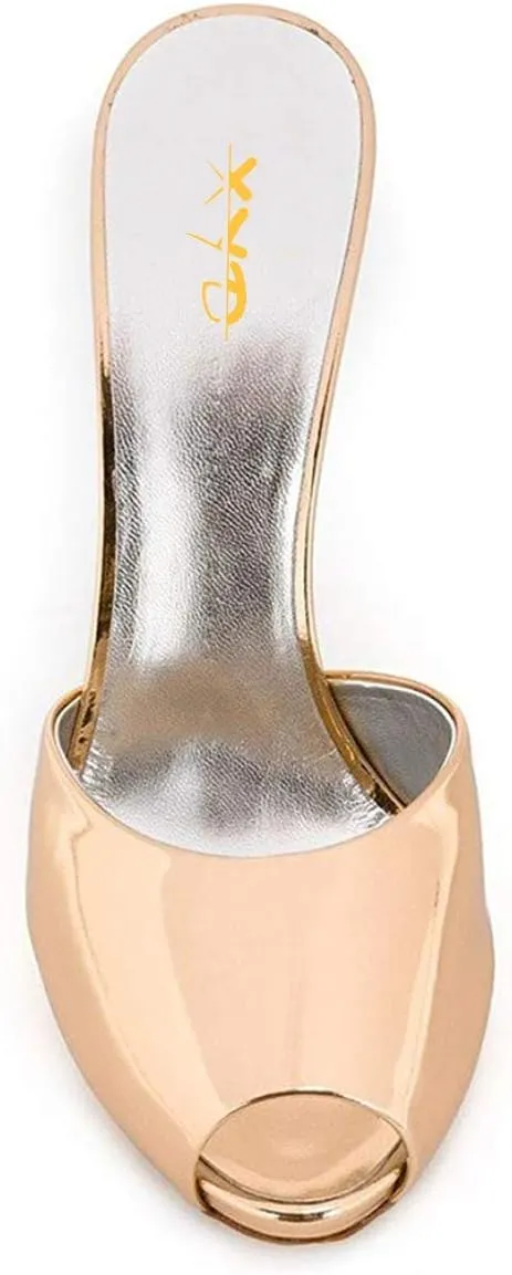 XYD Women Platform Slippers Slip On Stilettos Slides Sexy High Heel Mules Open Almond Toe Fashion Sandals Shoes