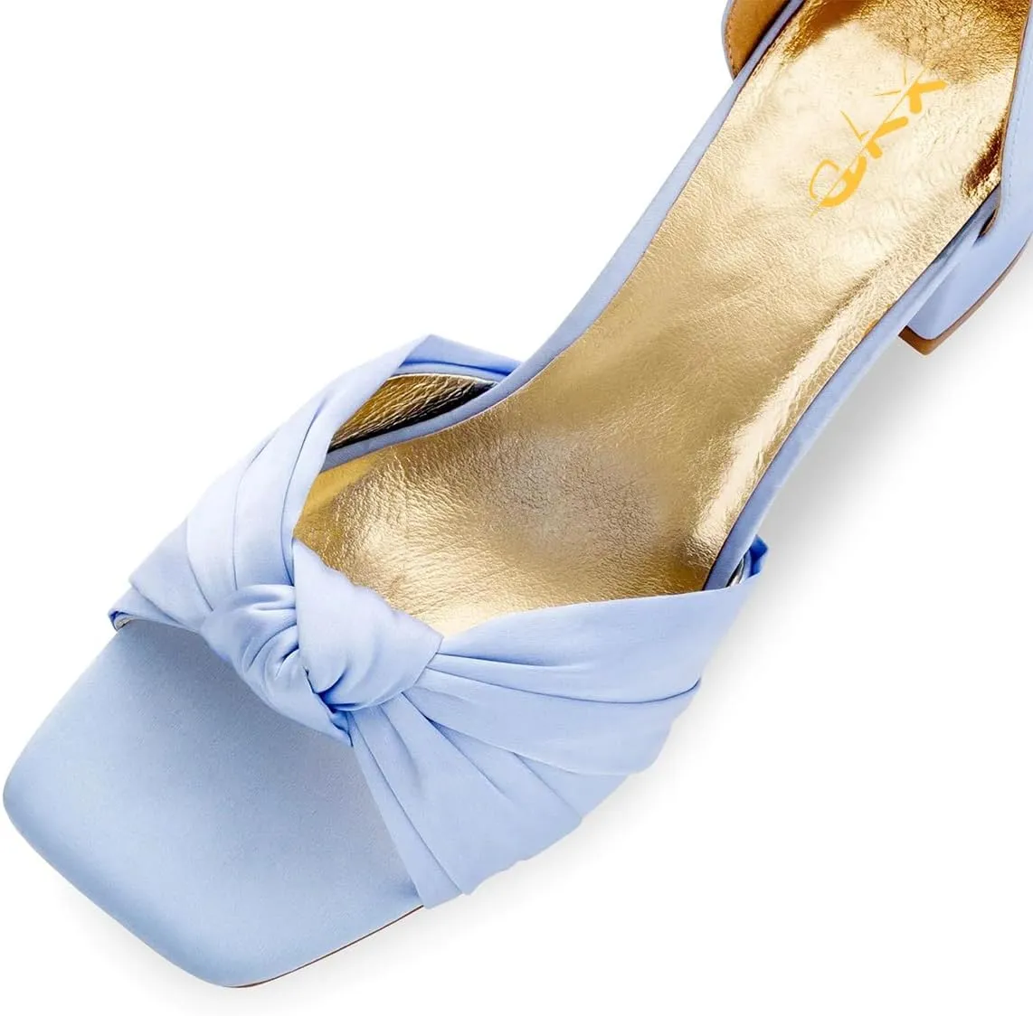 XYD Women Satin Block Heel Dress Sandals Bowknot Open Toe Ankle Strap Tie-up Pumps Dating Wedding Summer Shoes