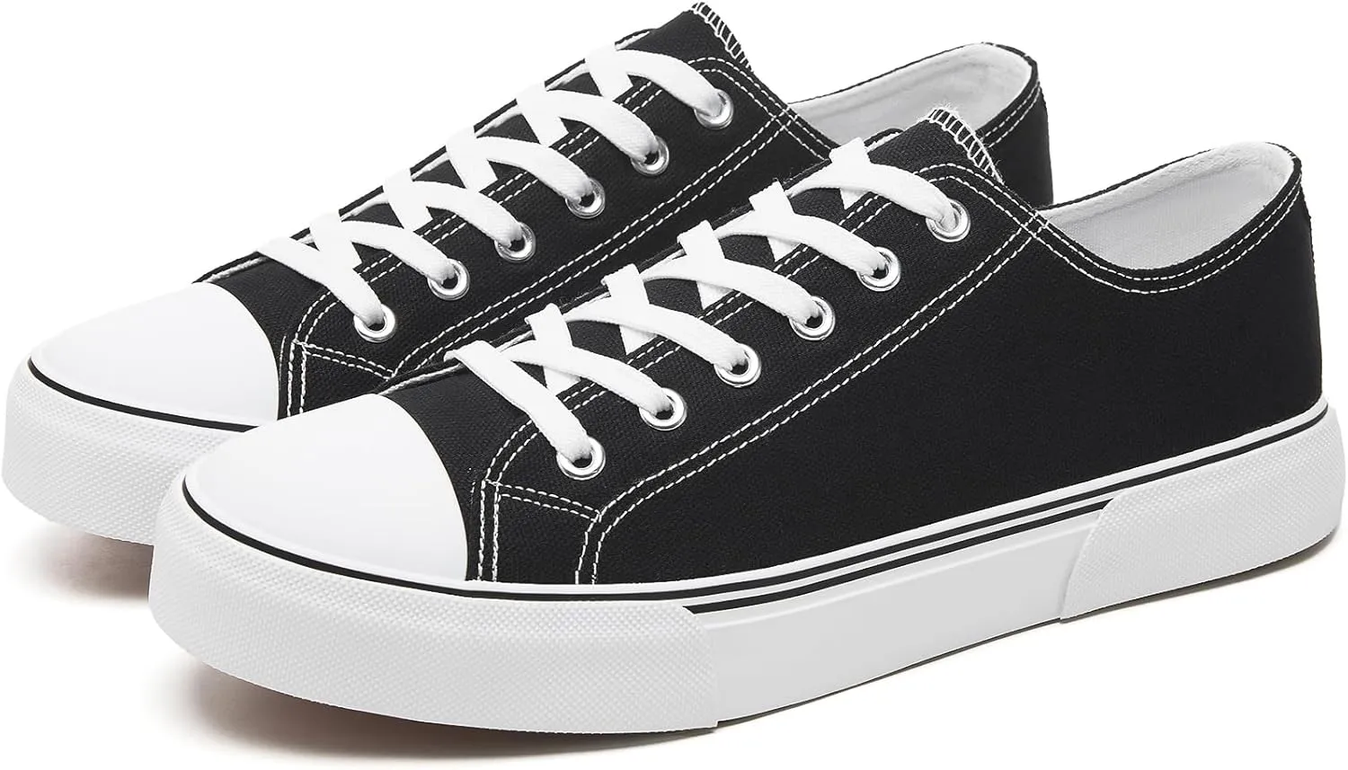 yageyan Men Canvas Low top Shoes Classic Casual Sneakers Black and White Fashion Shoes