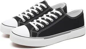 yageyan Men Canvas Low top Shoes Classic Casual Sneakers Black and White Fashion Shoes