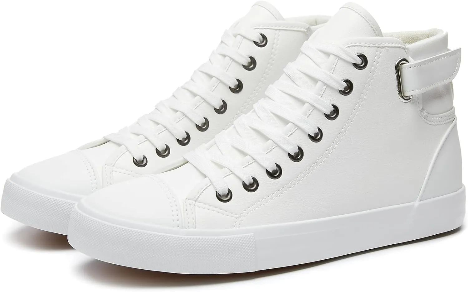 yageyan Men White high top Sneakers for Casual Black pu Leather Fashion Shoes for Men