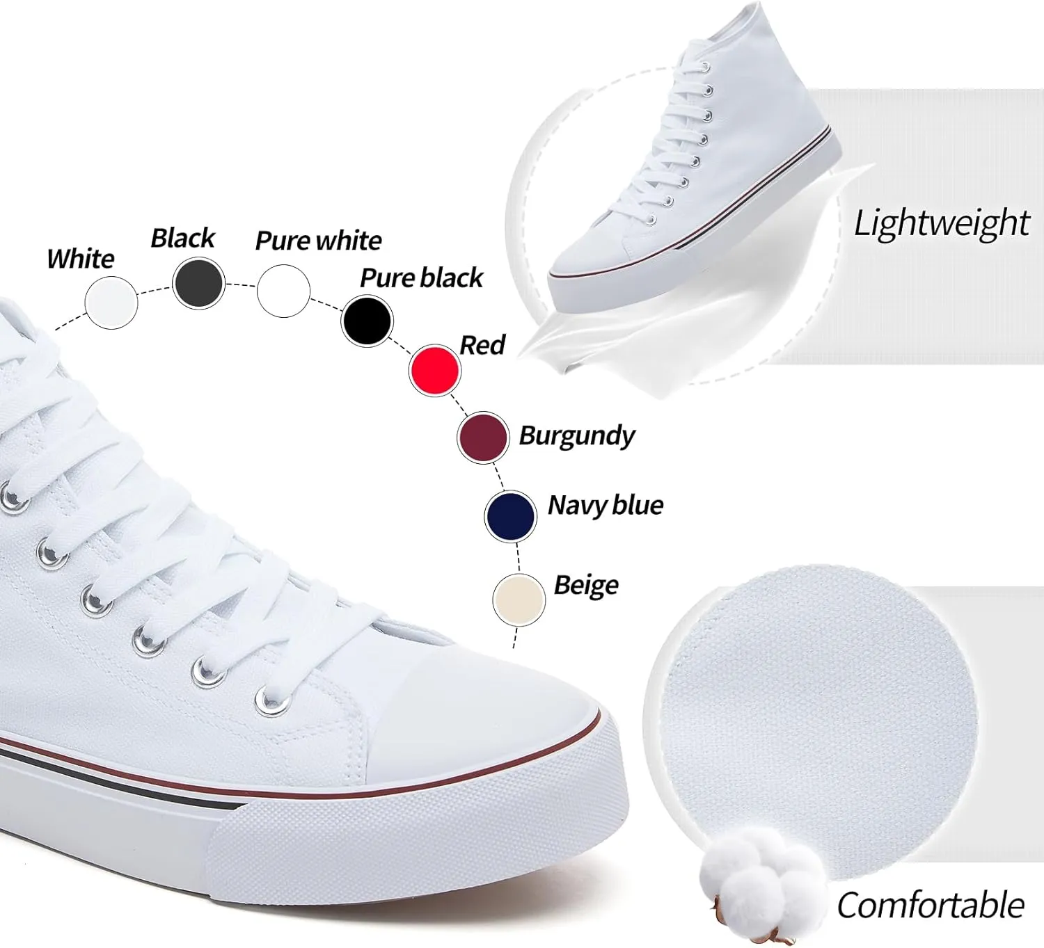 yageyan Men’s High Top Canvas Sneakers Fashion Lace up Walking Shoes Casual Classic