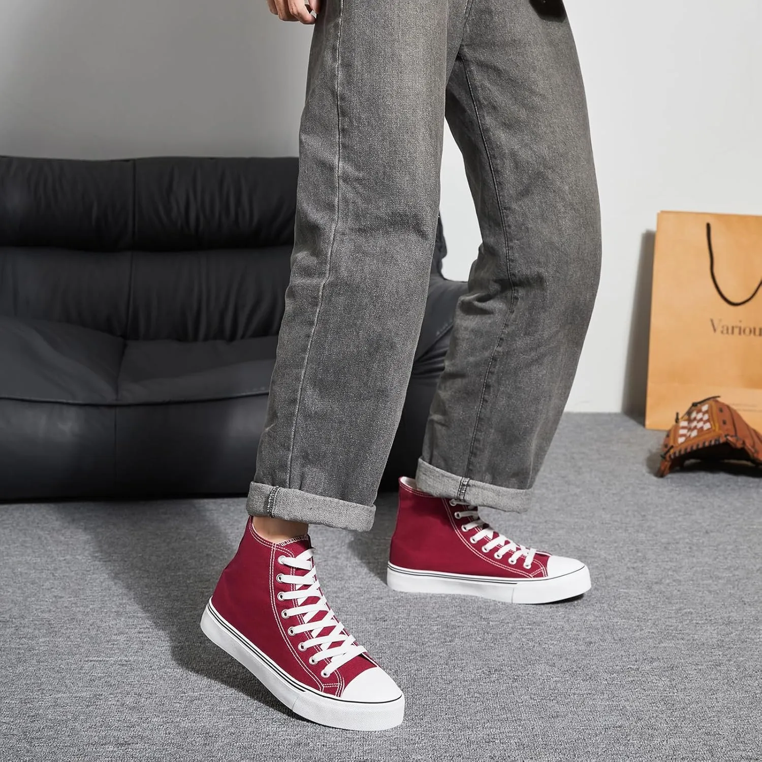 yageyan Men’s High Top Canvas Sneakers Fashion Lace up Walking Shoes Casual Classic