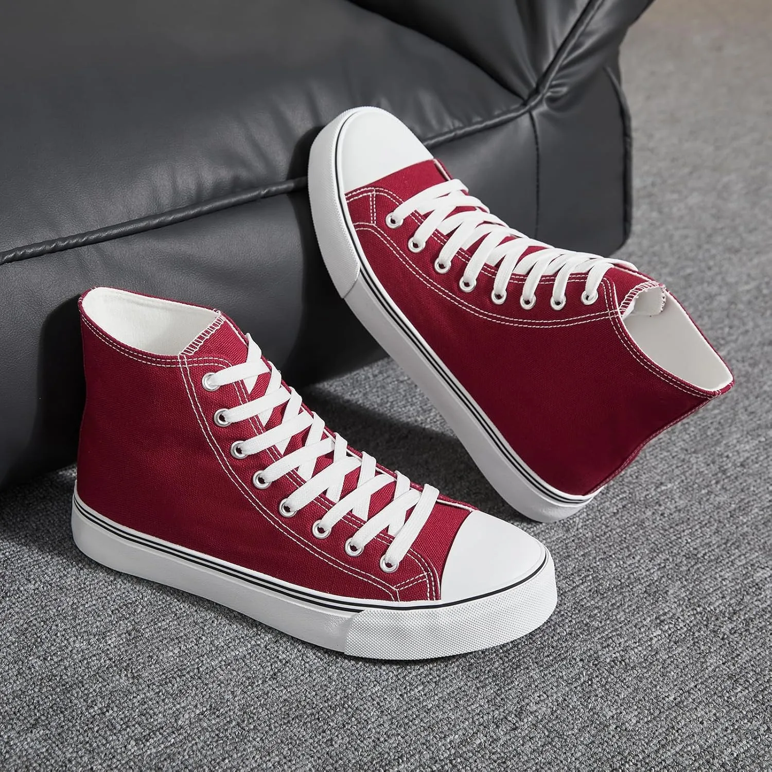 yageyan Men’s High Top Canvas Sneakers Fashion Lace up Walking Shoes Casual Classic