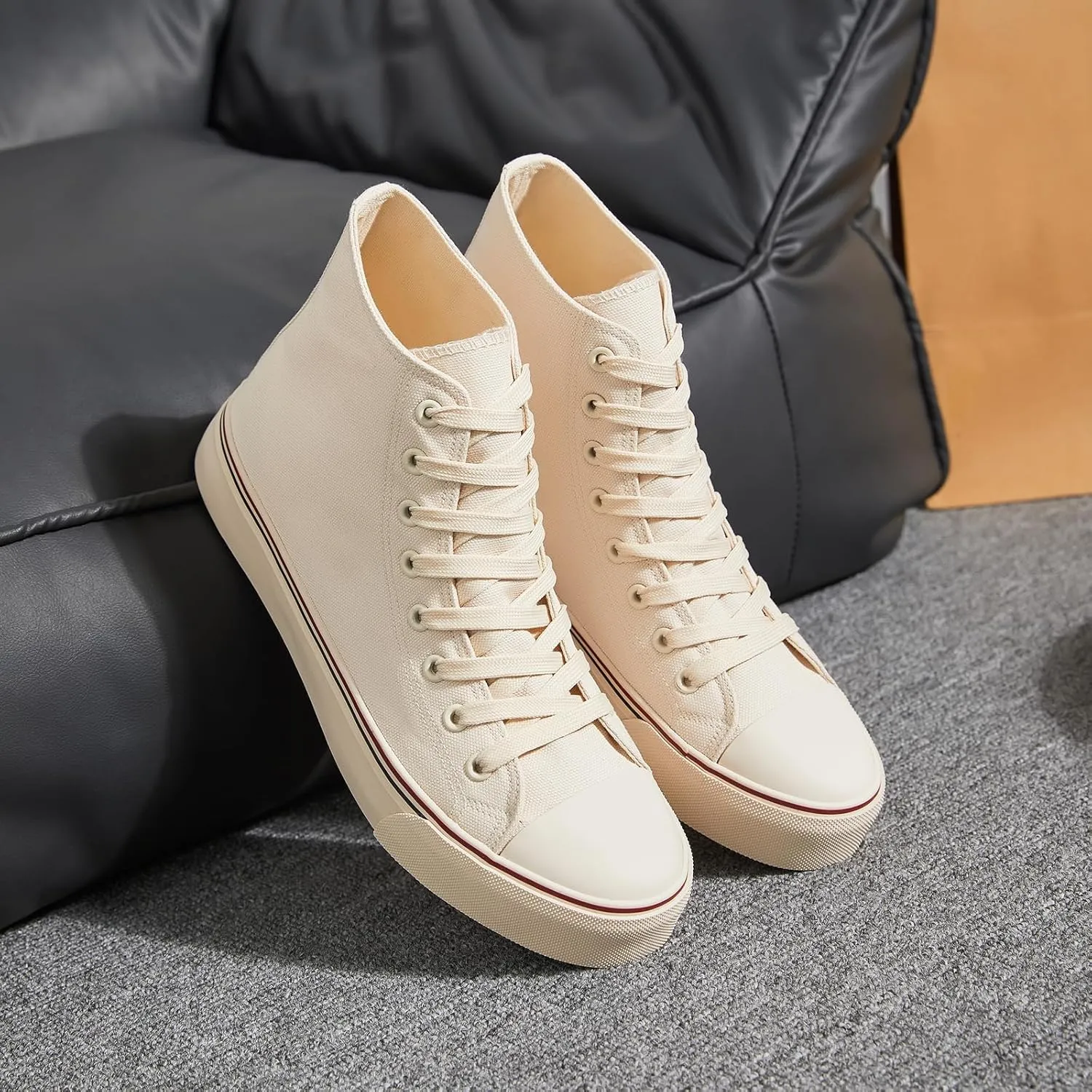 yageyan Men’s High Top Canvas Sneakers Fashion Lace up Walking Shoes Casual Classic