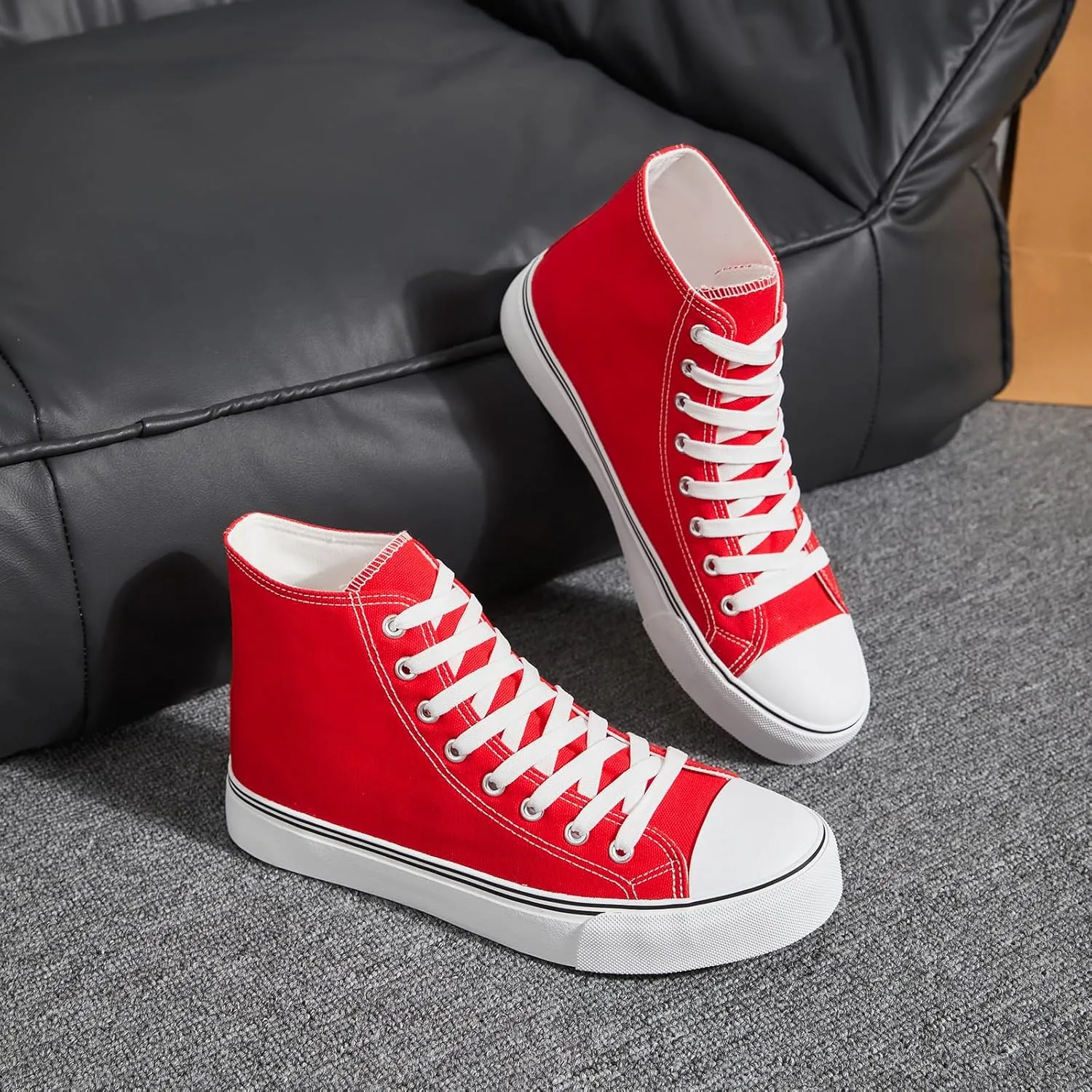 yageyan Men’s High Top Canvas Sneakers Fashion Lace up Walking Shoes Casual Classic