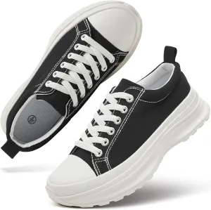 yageyan Platform Sneakers for Women Black Sneakers Canvas Shoes for Women White Tennis Shoes Classic Casual Comfortable